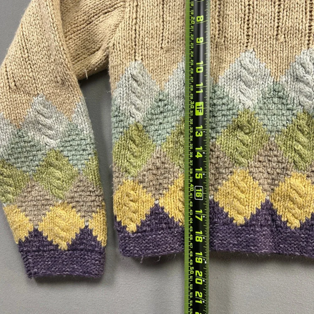 Liz Claiborne Knitted By Hand Sweater Womens Medium Multicolor Argyle Mock Neck